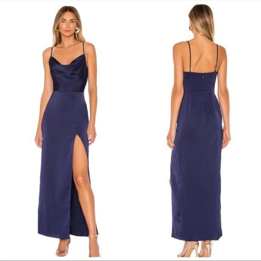 NBD | NWT Lila Cowl Neck High Slit Gown